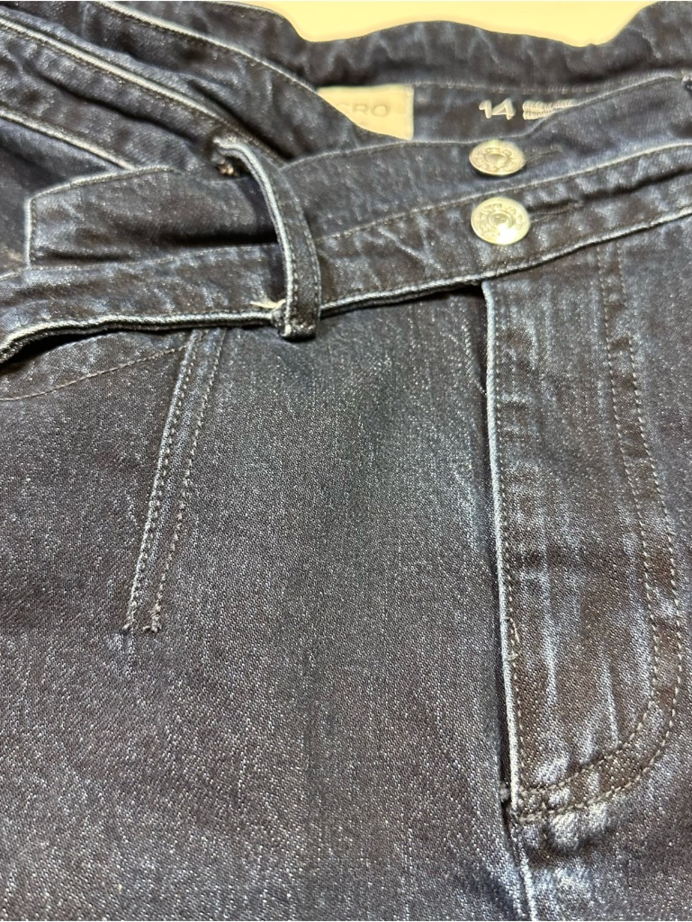 Anthropologie Pilcro Skirt Women’s Size 14 The Arden Double-Waist Midi Dark Wash - Picture 11 of 16
